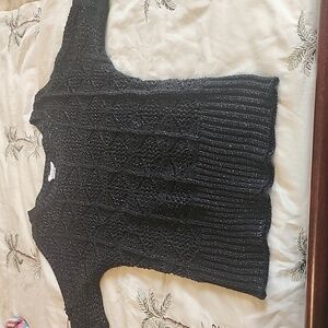 Black sparkle cold shoulder top